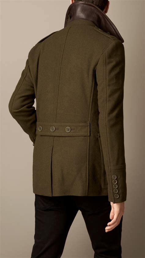 used mens burberry xxl green coat|Burberry wool pea coats men's.